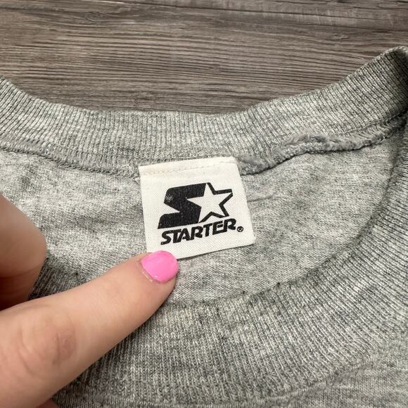 Vintage 90s Starter Heather Gray Mens XL Double Sided Graphic Basketball T-Shirt - Picture 4 of 9